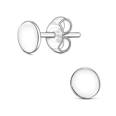 Round Disc Stud Earrings Sterling Silver Stud Earrings High Polished
