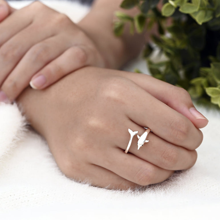 Dolphin Adjustable Sterling Silver Ring Ring