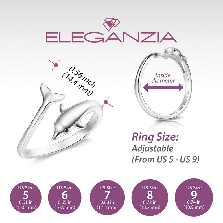 Summer Style Sterling Silver Dolphin Adjustable Rings
