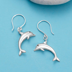 Sterling Silver Dolphin Dangling Earrings Drop Earrings
