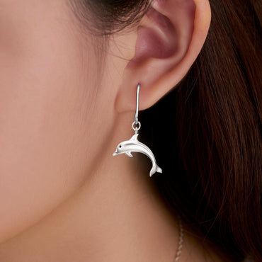 Sterling Silver Dolphin Dangling Earrings Drop Earrings