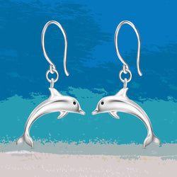 Sterling Silver Dolphin Dangling Earrings Drop Earrings