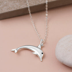 Sterling Silver Dolphin Necklace Charm Pendant Necklace