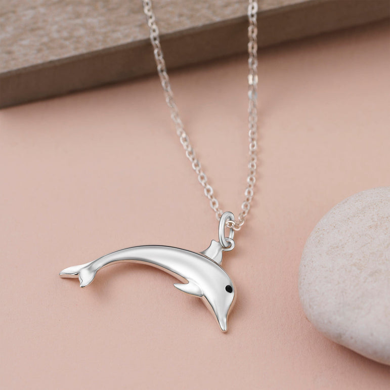 Sterling Silver Dolphin Necklace Charm Pendant Necklace