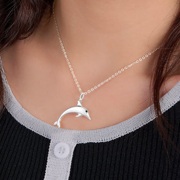 Sterling Silver Dolphin Necklace Charm Pendant Necklace