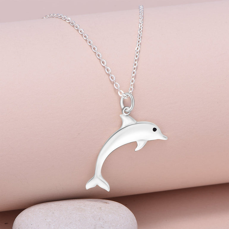 Sterling Silver Dolphin Necklace Charm Pendant Necklace