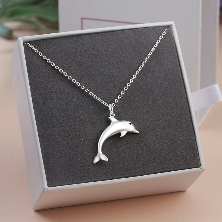 Sterling Silver Dolphin Necklace Charm Pendant Necklace