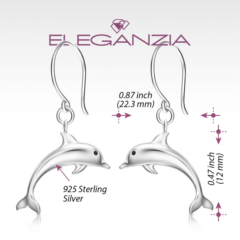 Sterling Silver Dolphin Dangling Earrings Drop Earrings