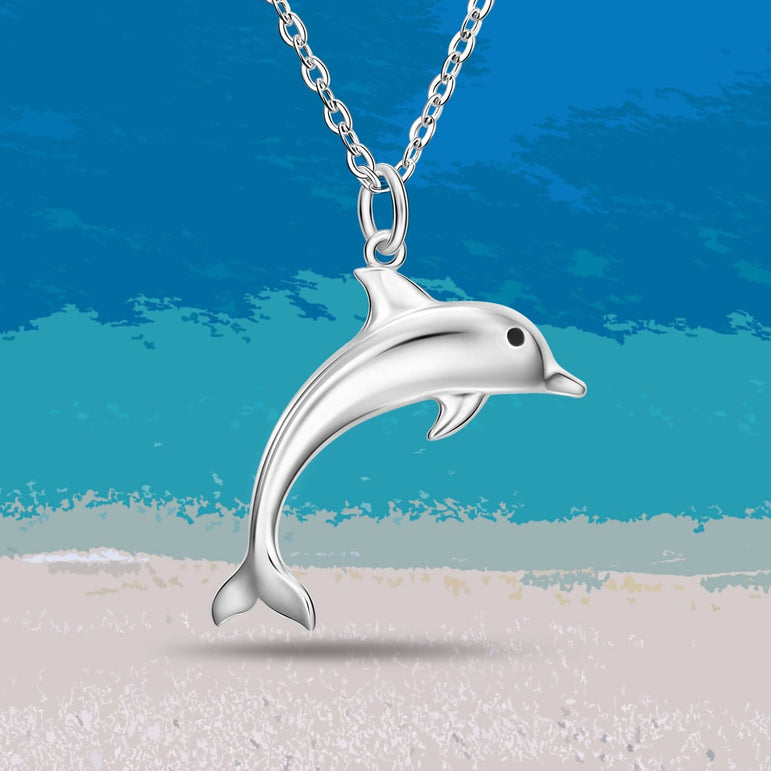 Sterling Silver Dolphin Necklace Charm Pendant Necklace