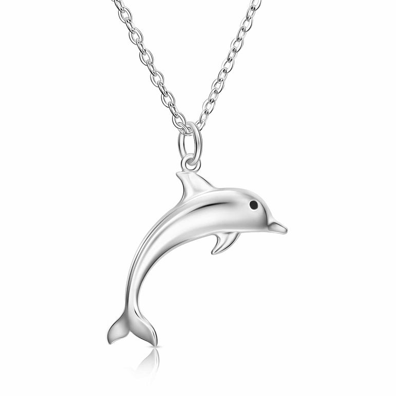 Sterling Silver Dolphin Necklace Charm Pendant Necklace