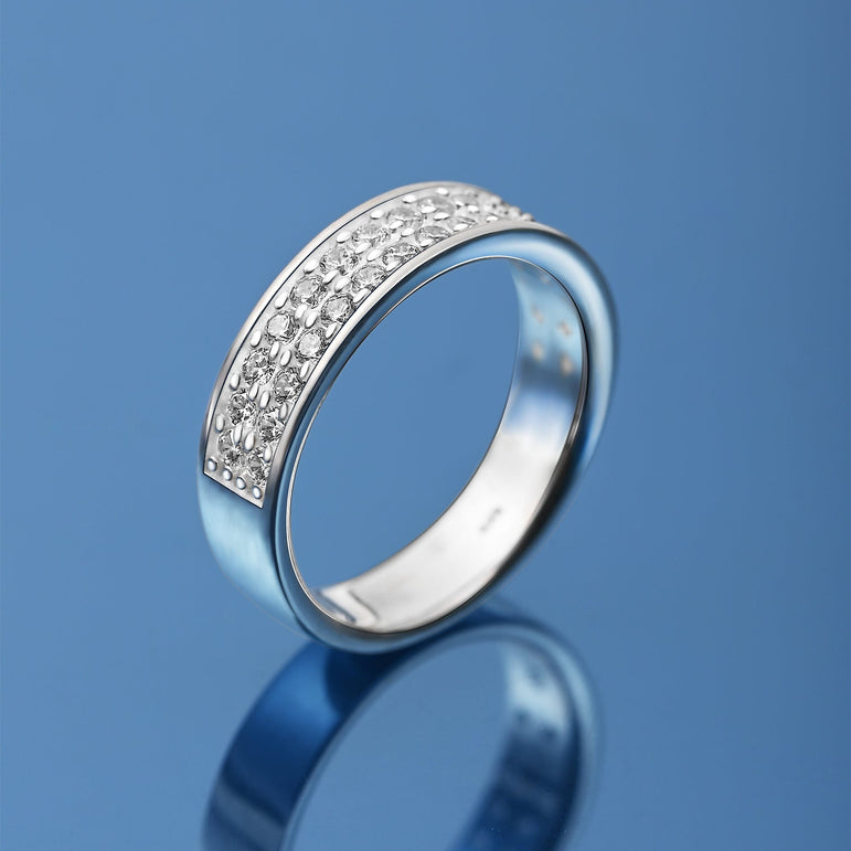 Double CZ Eternity Couple Engagement Rings for Him Promise Ring