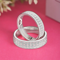 Double CZ Eternity Engagement Rings Couple Set Couple Ring