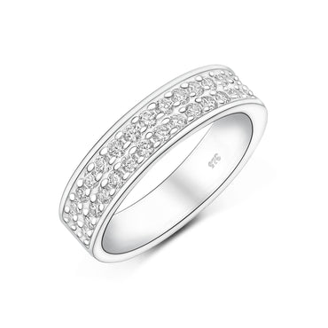 Double CZ Eternity Couple Engagement Rings for Him Promise Ring