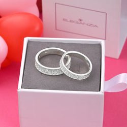 Double CZ Eternity Engagement Rings Couple Set Couple Ring