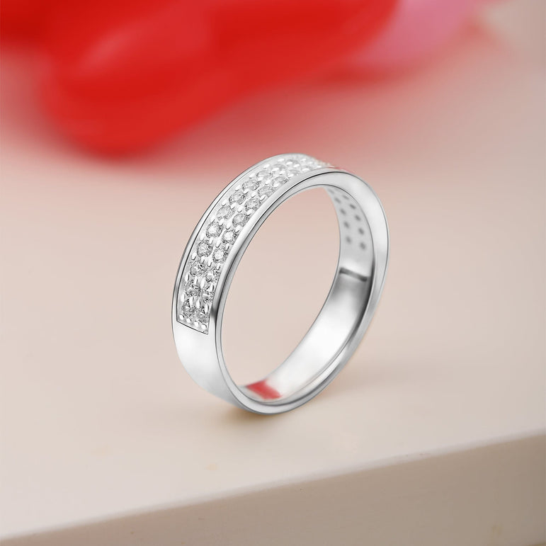 Double CZ Eternity Couple Engagement Rings for Her Promise Ring