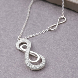 Vertical Double Infinity Necklace Sterling Silver Pendant Necklace
