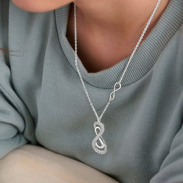 Vertical Double Infinity Necklace Sterling Silver Pendant Necklace