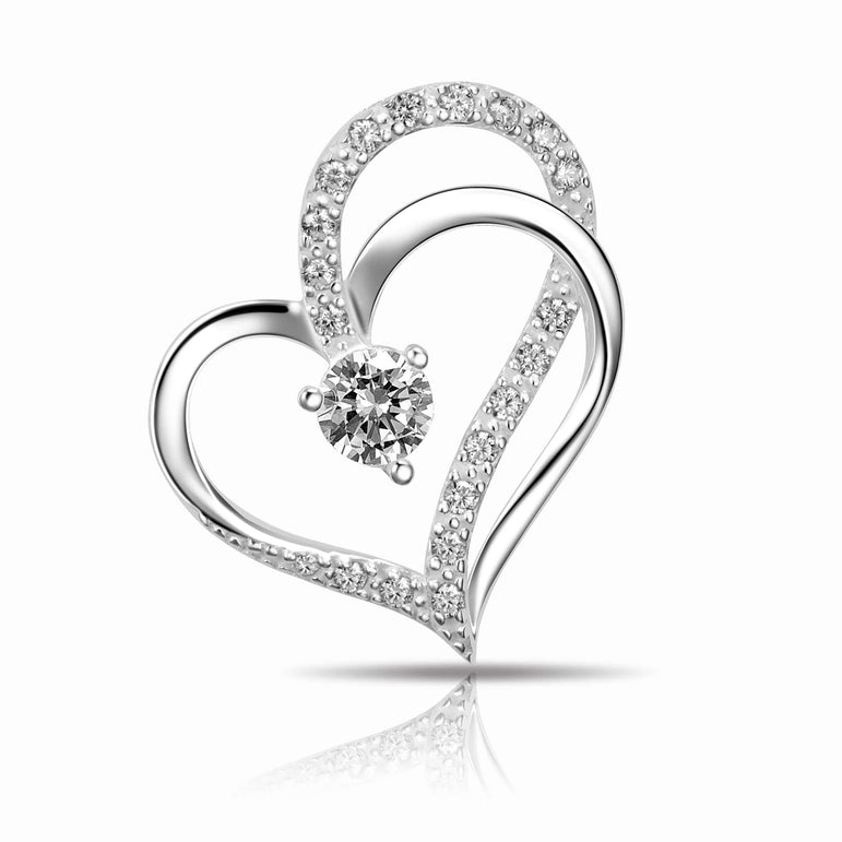 Eternity Silver Double Heart Pendant Pendant