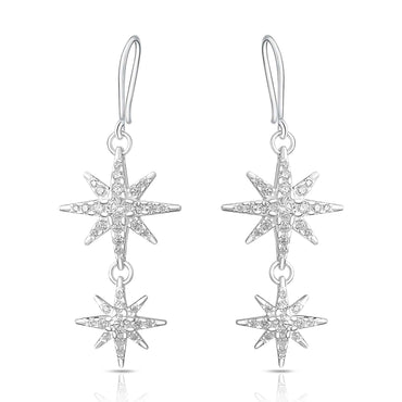 CZ Falling Star Jewelry Silver Dangle Earrings Drop Earrings