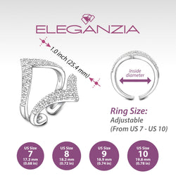 Chevron Ring Double CZ V Shape Ring Silver Adjustable Adjustable Ring