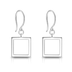 Open Square Sterling Silver Dangle Earrings for Her Drop Earrings