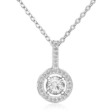 Classic CZ Drop Pendant Necklaces Sterling Silver Pendant Necklace