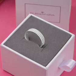 Double CZ Eternity Couple Engagement Rings for Her Promise Ring