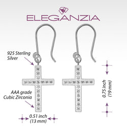 Classic Dangling Cross Earrings Sterling Silver Drop Earrings