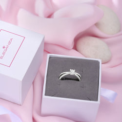 Round Cut Twisted Solitaire Engagement Ring Sterling Silver Promise Ring