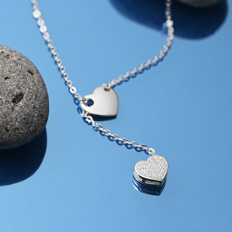 Entangled Heart Necklace Silver Adjustable Y Necklace Necklaces