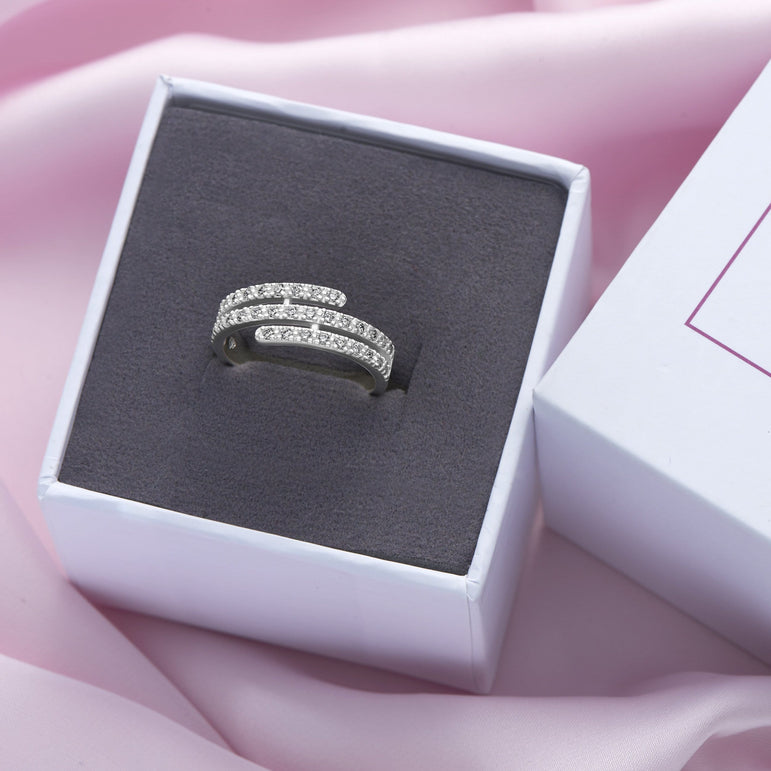 Spiral CZ Simple Wedding Rings Sterling Silver Wedding Ring