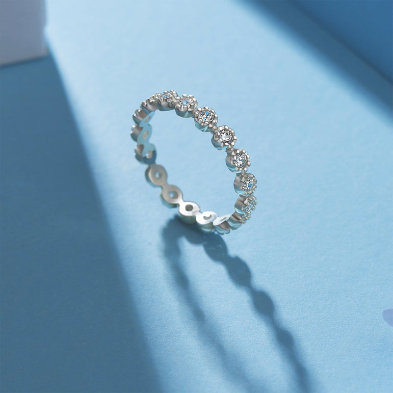 CZ Beaded Sterling Silver Stackable Rings
