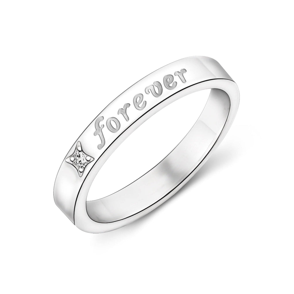 Engravable Guardian Angel Matching Promise Rings For Couples In