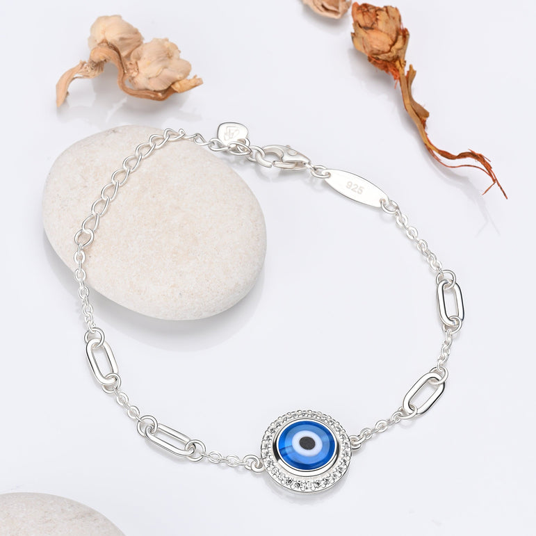 Sterling Silver Evil Eye Bracelet Third Eye Bracelet Bracelet