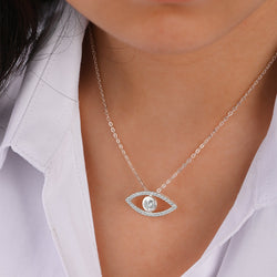 CZ Evil Eye Necklace Sterling Silver Pendant Necklace