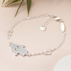 CZ Hamsa Hand Bracelet Sterling Silver Bracelet