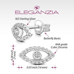 CZ Evil Eye Stud Earrings Sterling Silver Stud Earrings