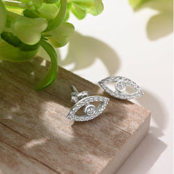 CZ Evil Eye Earrings Stud Silver Stud Earrings