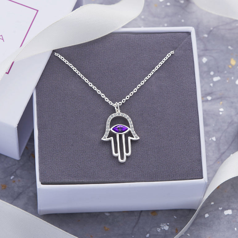 Evil Eye Necklace | Hamsa Hand Necklace Pendant Necklace Pendant + Chain