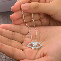 CZ Evil Eye Necklace Silver Pendant Necklace