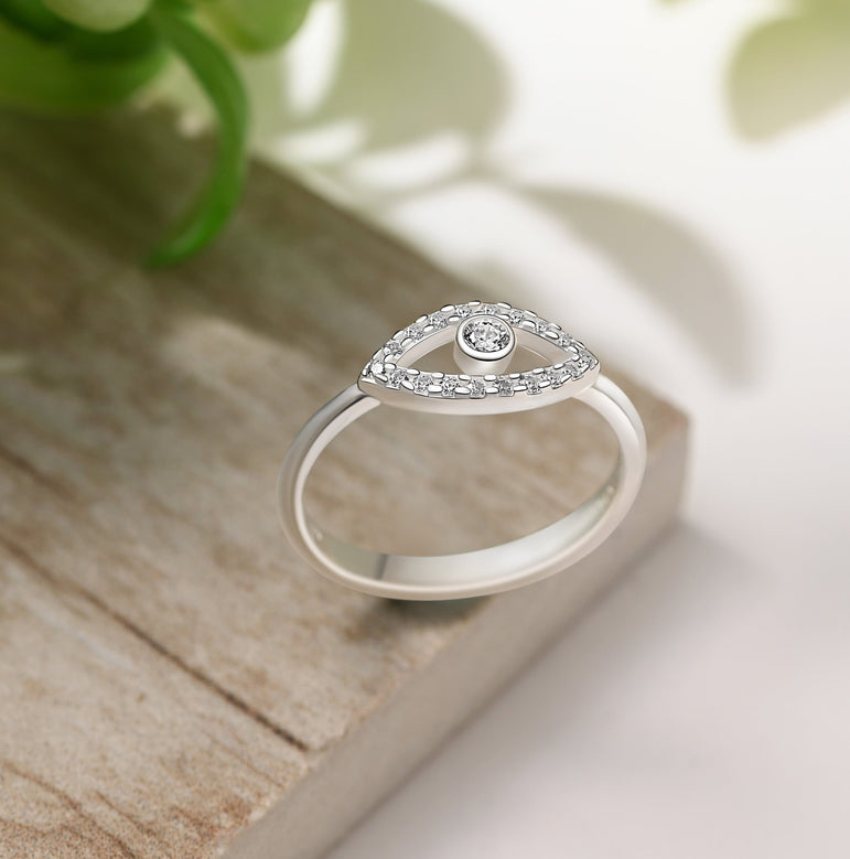 CZ Evil Eye Ring Sterling Silver Ring