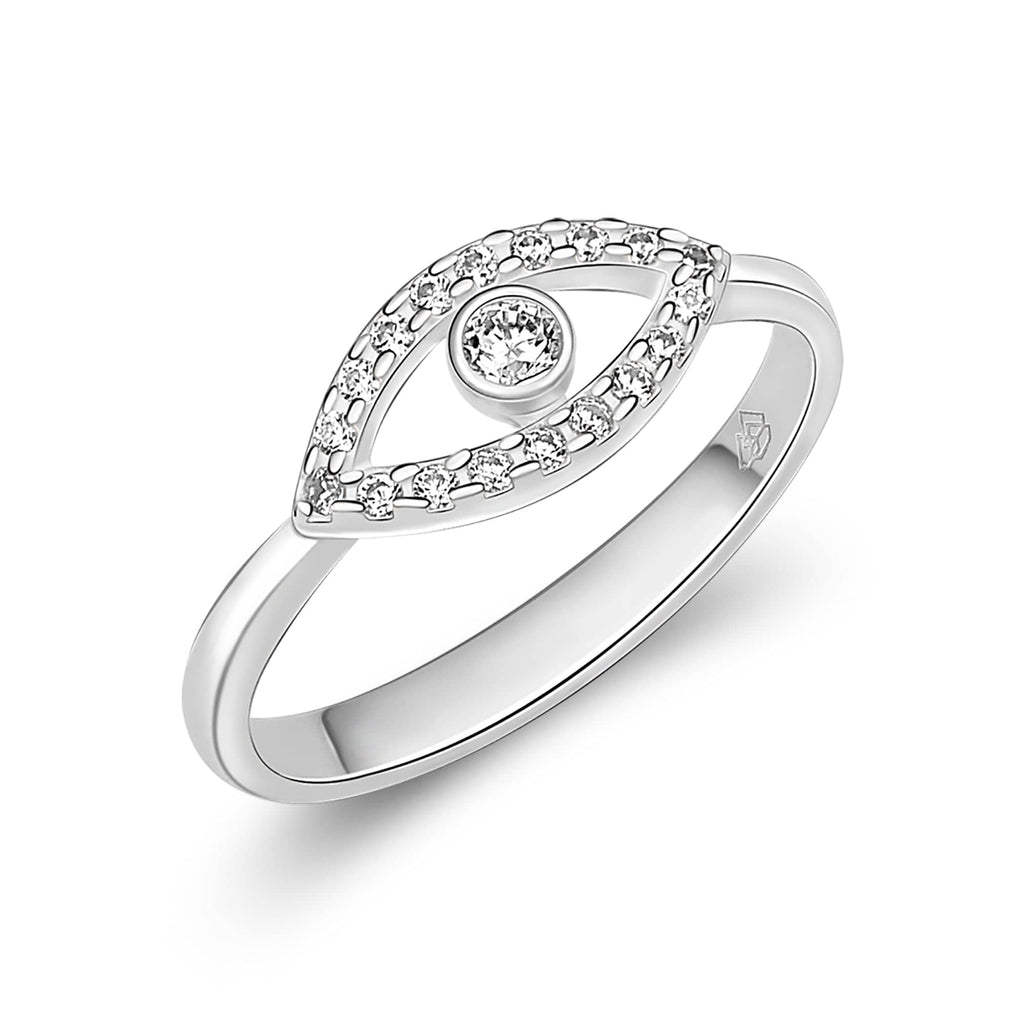 CZ Evil Eye Ring Sterling Silver - Eleganzia Jewelry