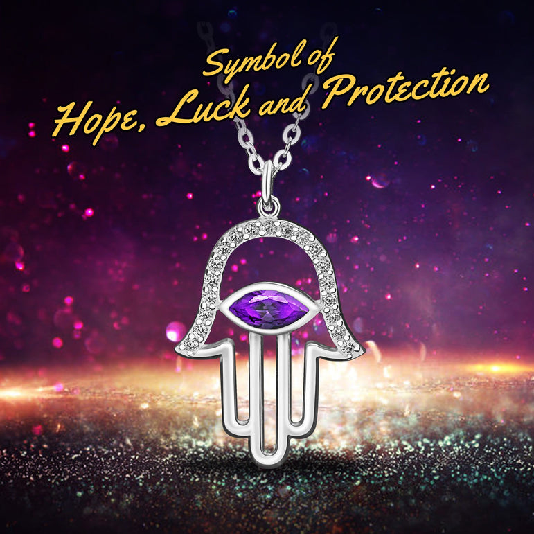 Evil Eye Necklace | Hamsa Hand Necklace Pendant Necklace Pendant + Chain