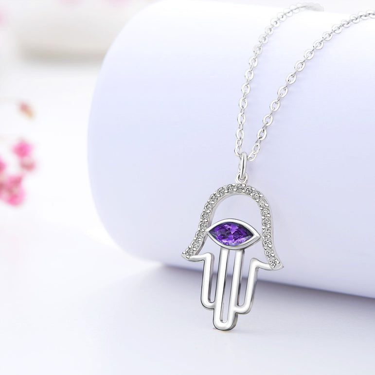 Evil Eye Necklace | Hamsa Hand Necklace Pendant Necklace Pendant + Chain