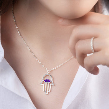 Evil Eye Pendant Silver | Hamsa Hand Pendant Pendant