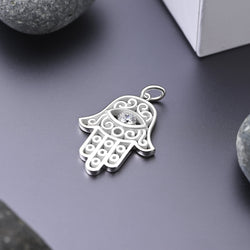 Hamsa Evil Eye Pendant Sterling Silver Pendant