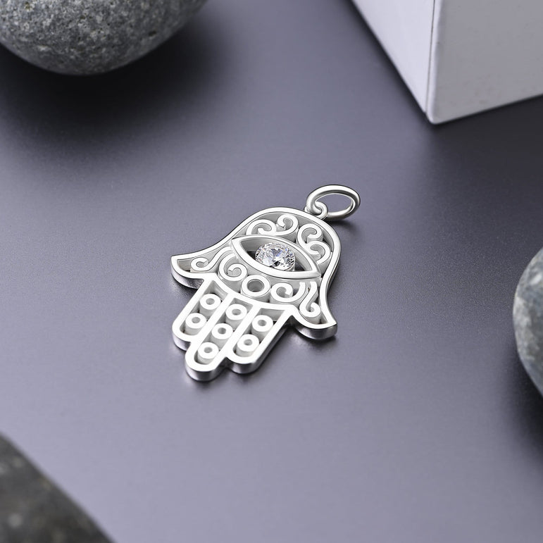 Hamsa Evil Eye Pendant Sterling Silver Pendant