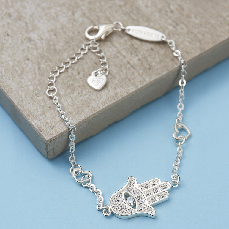 CZ Hamsa Hand Bracelet Sterling Silver Bracelet