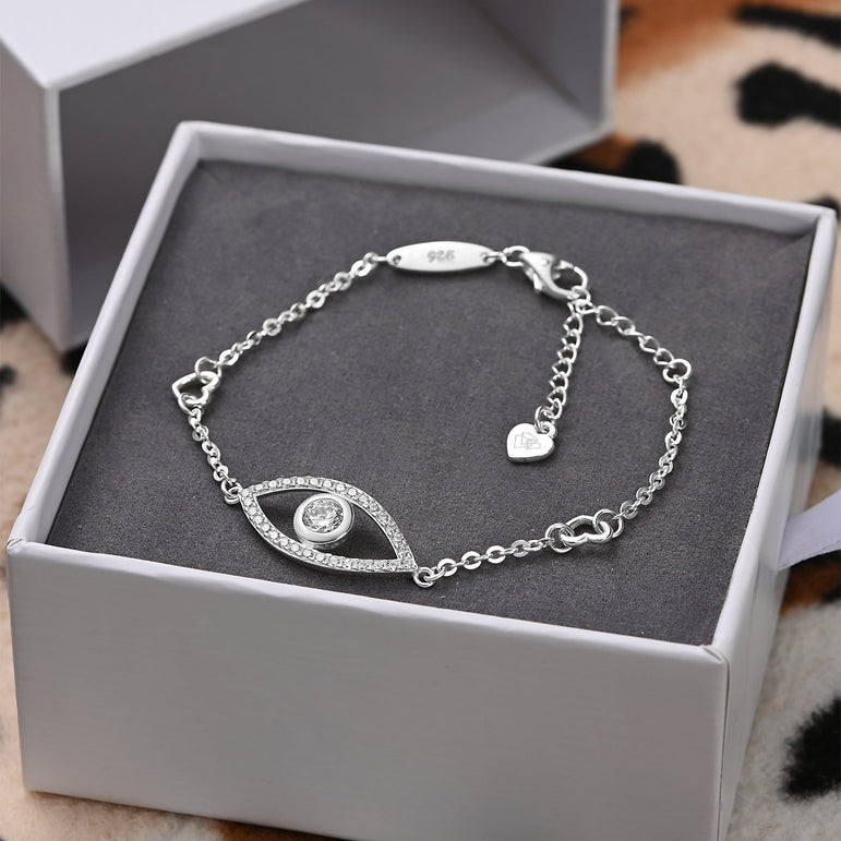 CZ Evil Eye Bracelet Silver Bracelet