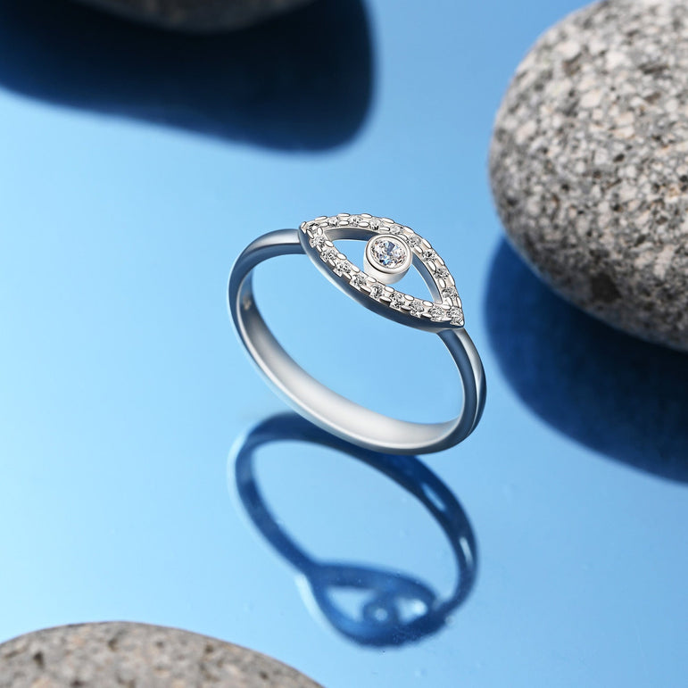 CZ Evil Eye Ring Sterling Silver Ring